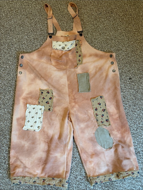 POL Pants - Peach Patchwork Overalls - Vintage-Inspired